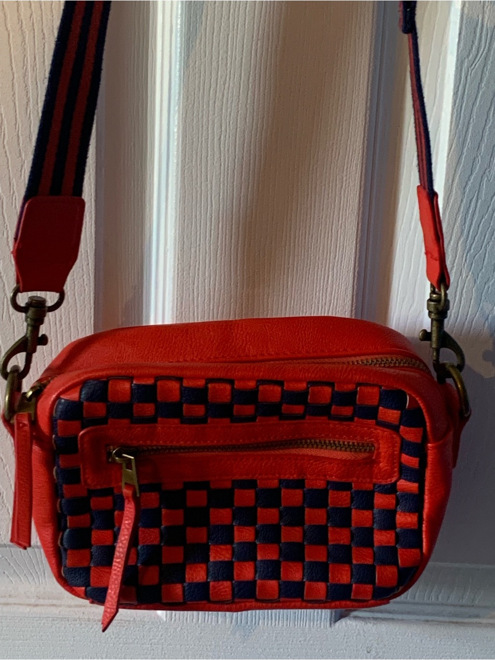 Universal Thread Red and Navy Checker Crossbody Bag